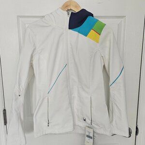 Spyder Stride Softshell Jacket Womens Medium White Multi Color Block Full Zip